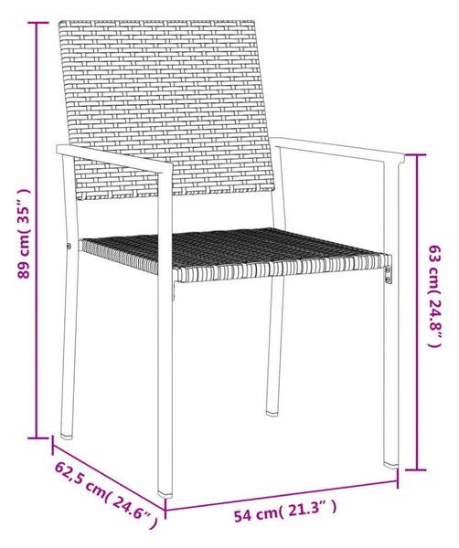 VidaXL 5-részes Kerti Étkezőgarnitúra - Fekete Polyrattan és Acél