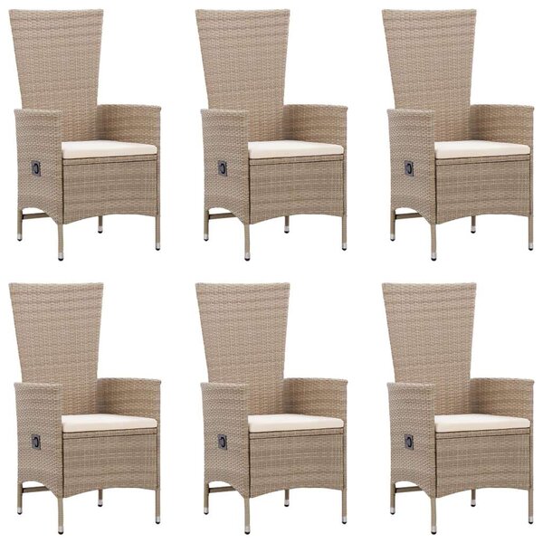 VidaXL Kerti Étkezőgarnitúra - 7 részes - Bézs Polyrattan