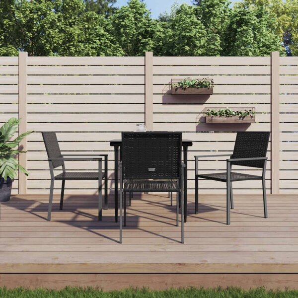 VidaXL 5-részes Kerti Étkezőgarnitúra - Fekete Polyrattan és Acél