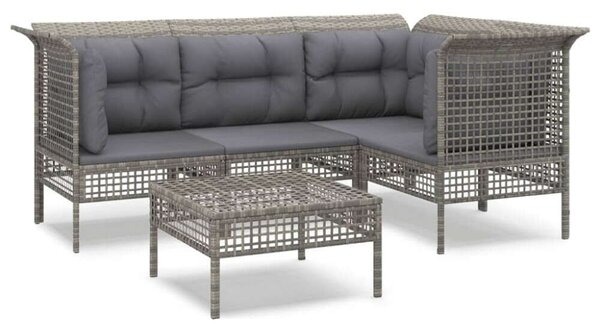 VidaXL 5 részes szürke polyrattan kerti ülőgarnitúra párnákkal