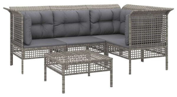 VidaXL 5 részes szürke polyrattan kerti ülőgarnitúra párnákkal