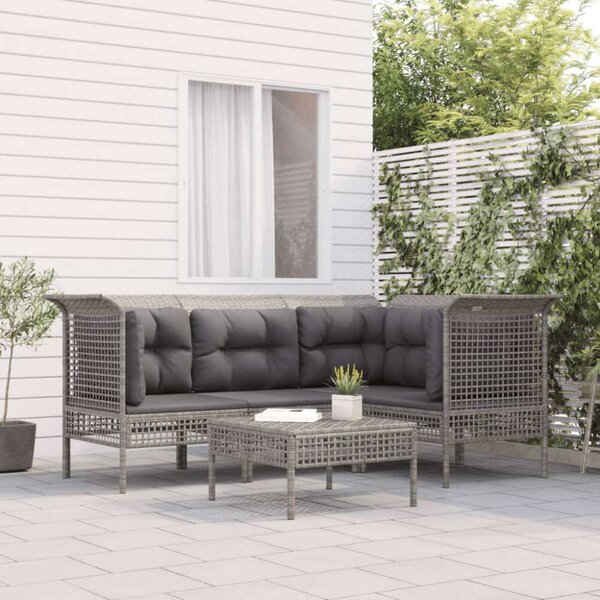 VidaXL 5 részes szürke polyrattan kerti ülőgarnitúra párnákkal
