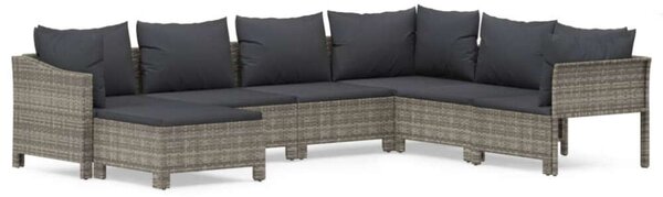 VidaXL 7 részes szürke polyrattan kerti ülőgarnitúra párnákkal