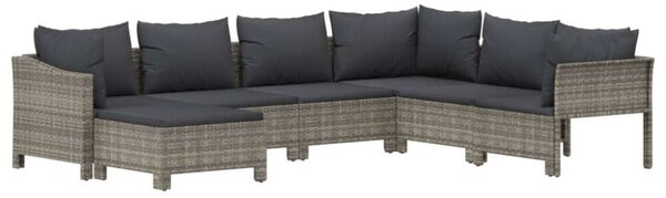 VidaXL 7 részes szürke polyrattan kerti ülőgarnitúra párnákkal