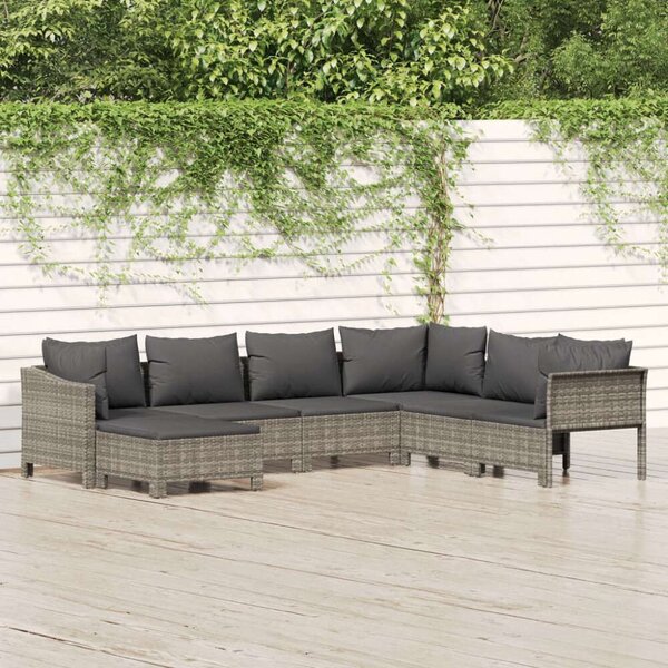 VidaXL 7 részes szürke polyrattan kerti ülőgarnitúra párnákkal