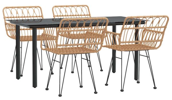 VidaXL Polyrattan Kerti Étkezőgarnitúra - 5 részes