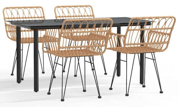 VidaXL Polyrattan Kerti Étkezőgarnitúra - 5 részes