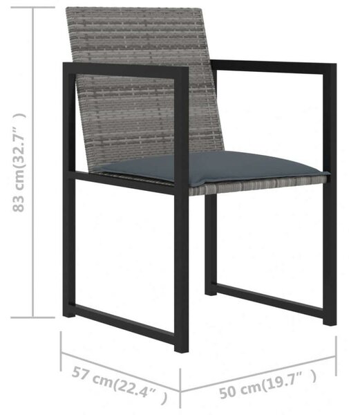 Kültéri Étkezőgarnitúra - Polyrattan - 7 részes - Szürke