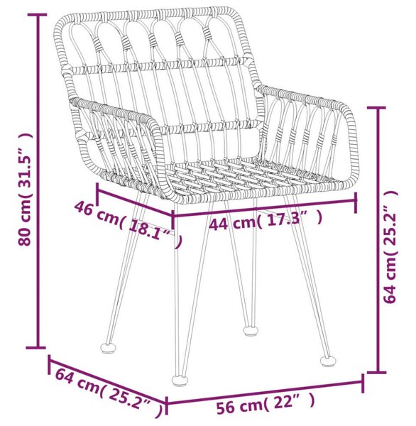VidaXL Polyrattan Kerti Étkezőgarnitúra - 5 részes
