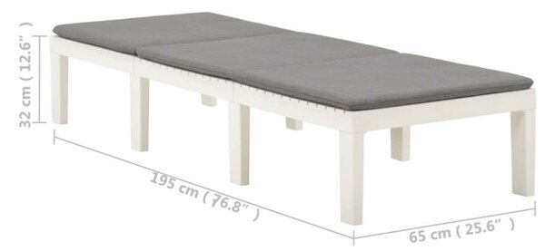 VidaXL Napozóágy - Fehér Műanyag - 195cm