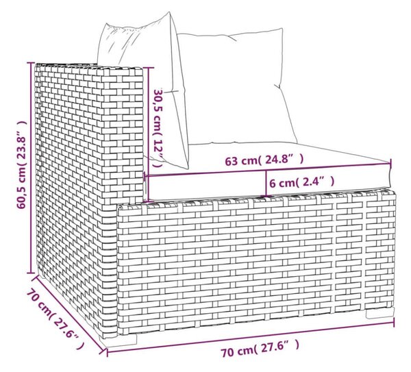 VidaXL 4 részes fekete polyrattan kerti ülőgarnitúra párnákkal