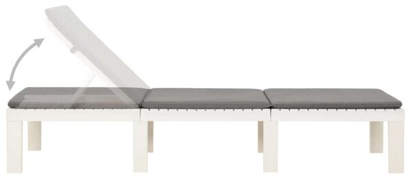VidaXL Napozóágy - Fehér Műanyag - 195cm