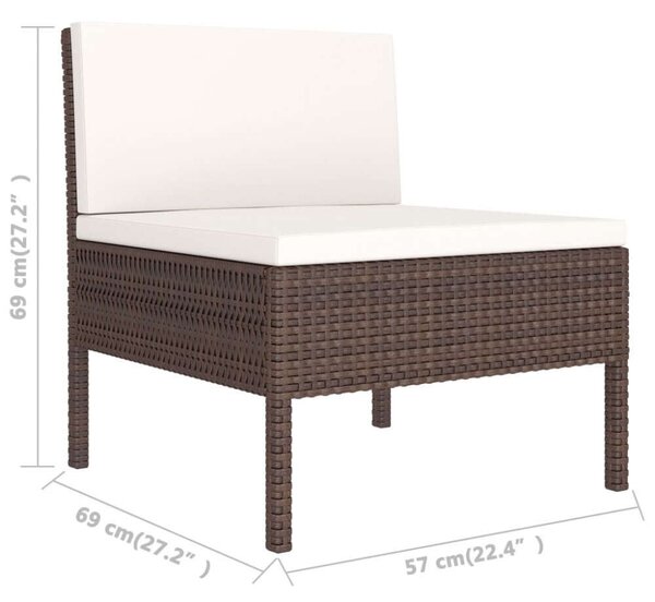 VidaXL 2-részes barna polyrattan kerti bútorszett párnákkal