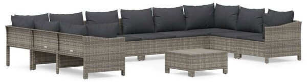 VidaXL Polyrattan Kerti Ülőgarnitúra - 11 részes - Szürke