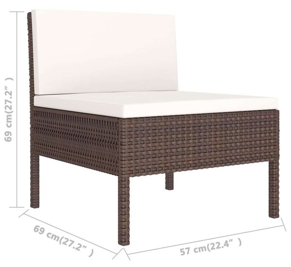 VidaXL 2-részes barna polyrattan kerti bútorszett párnákkal