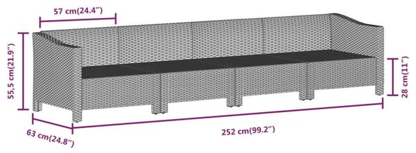 VidaXL Polyrattan Kerti Ülőgarnitúra - 11 részes - Szürke