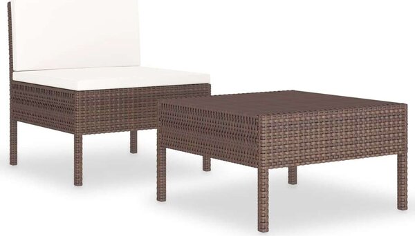 VidaXL 2-részes barna polyrattan kerti bútorszett párnákkal