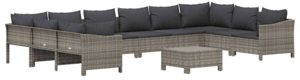 VidaXL Polyrattan Kerti Ülőgarnitúra - 11 részes - Szürke