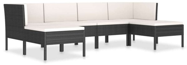 VidaXL Kerti Ülőgarnitúra - 6 részes - Fekete Polyrattan