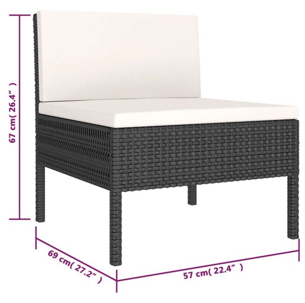 VidaXL Kerti Ülőgarnitúra - 6 részes - Fekete Polyrattan