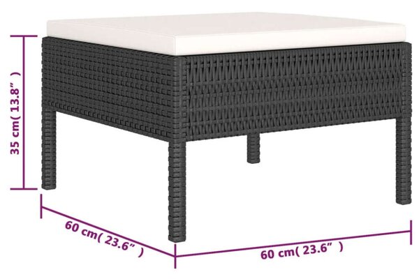 VidaXL Kerti Ülőgarnitúra - 6 részes - Fekete Polyrattan
