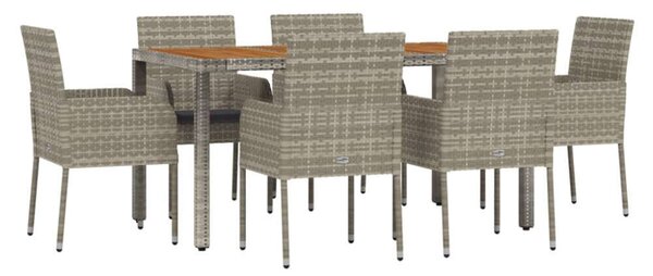VidaXL Polyrattan Kerti Étkezőgarnitúra - 7 részes - Szürke