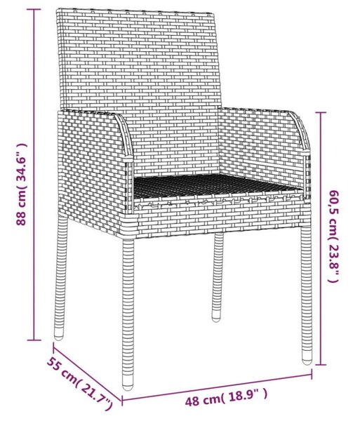 VidaXL Polyrattan Kerti Étkezőgarnitúra - 7 részes - Szürke