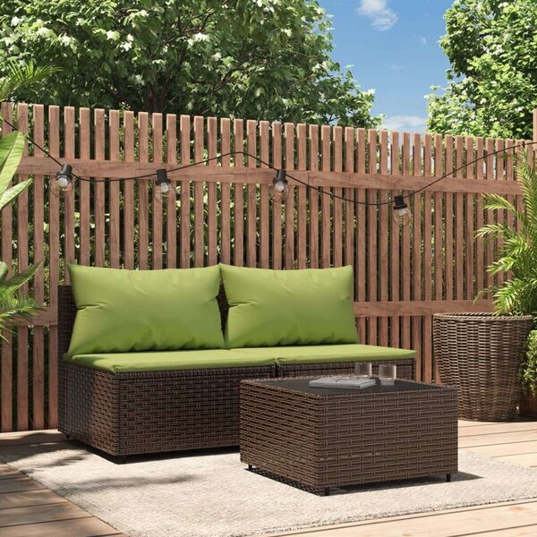 VidaXL 3 részes barna polyrattan kerti ülőgarnitúra párnával