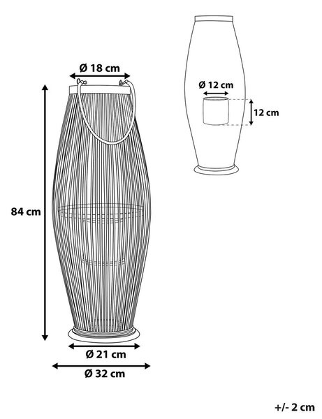 Lámpás TAHITI Bambusz 84 cm Fekete