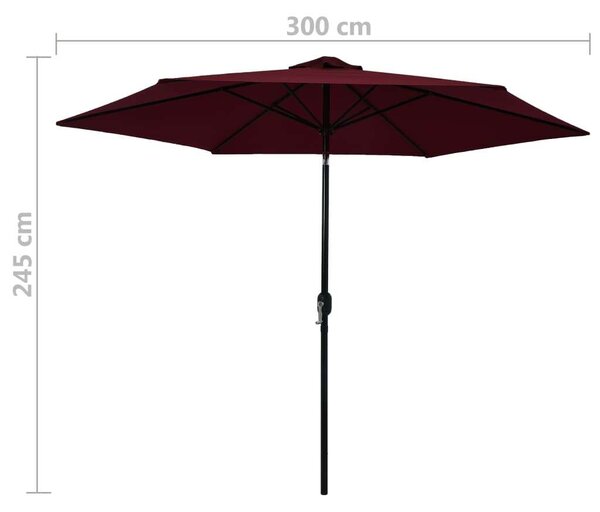 VidaXL bordó kültéri napernyő fém rúddal 300 cm