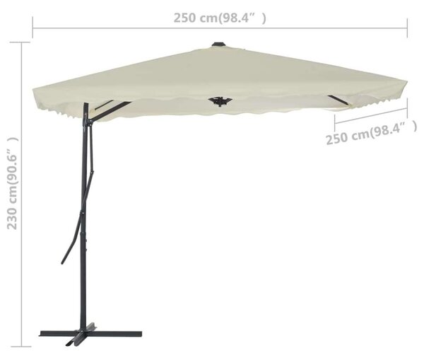 Homokszínű kültéri napernyő acélrúddal 250 x 250 cm