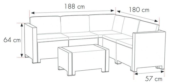 City Big Sarok Kerti Bútor Garnitúra - 8 Személyes - Grafit