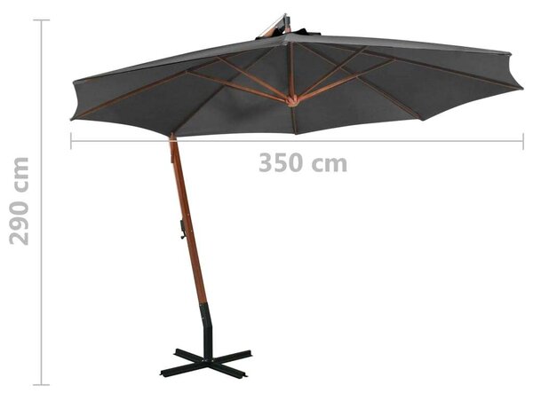 VidaXL Függő Napernyő - Antracitszürke - 3,5x2,9m
