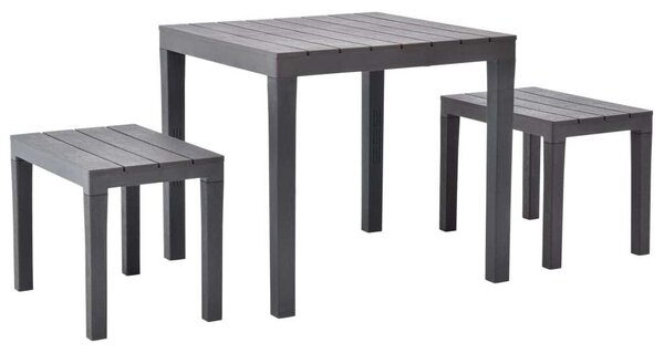 Barna műanyag kerti asztal 2 paddal