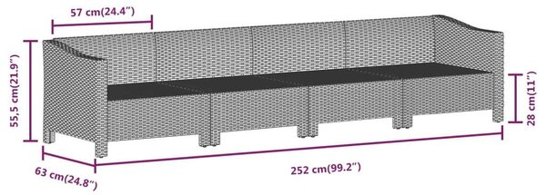 10 részes szürke polyrattan kerti ülőgarnitúra párnákkal