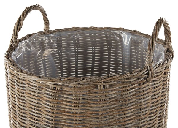 2 darabos fonott virágtartó szett BITOLA PE Rattan 40/48 cm Barna