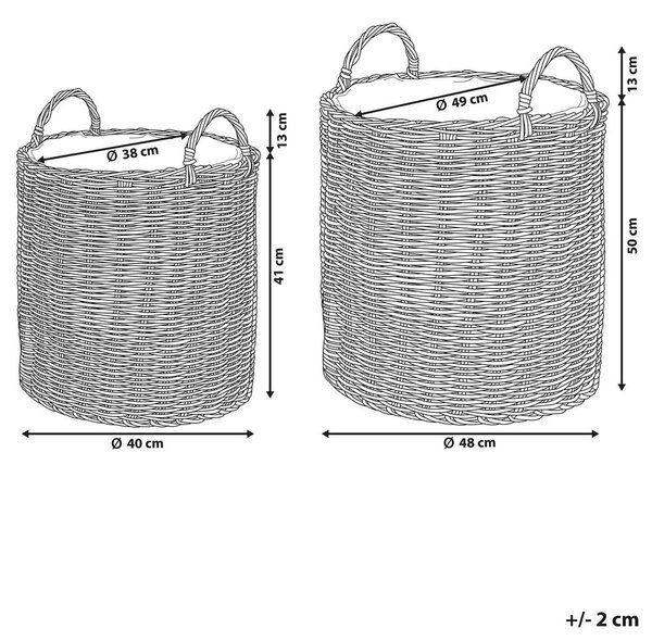 2 darabos fonott virágtartó szett BITOLA PE Rattan 40/48 cm Barna