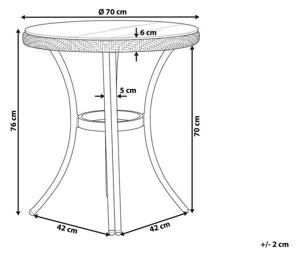 Bisztró asztal RIFREDDO 70 cm 70 cm Edzett üveg Fekete