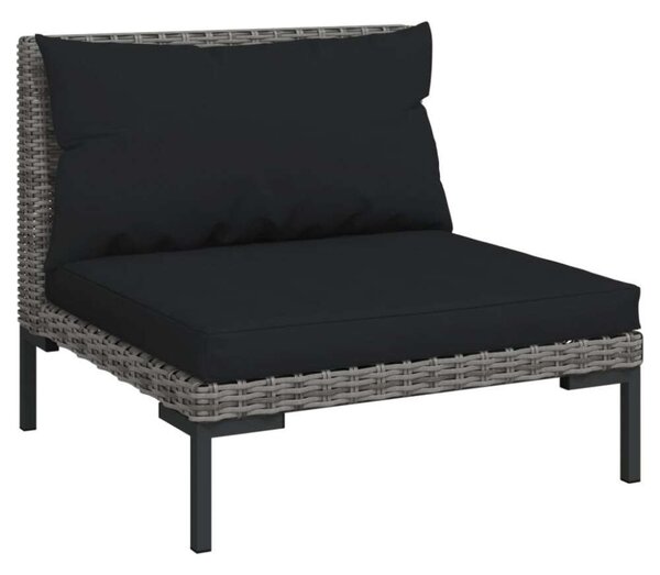 Polyrattan Kerti Ülőgarnitúra - 4 részes - Sötétszürke