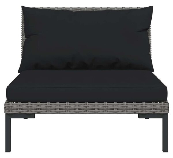 Polyrattan Kerti Ülőgarnitúra - 4 részes - Sötétszürke