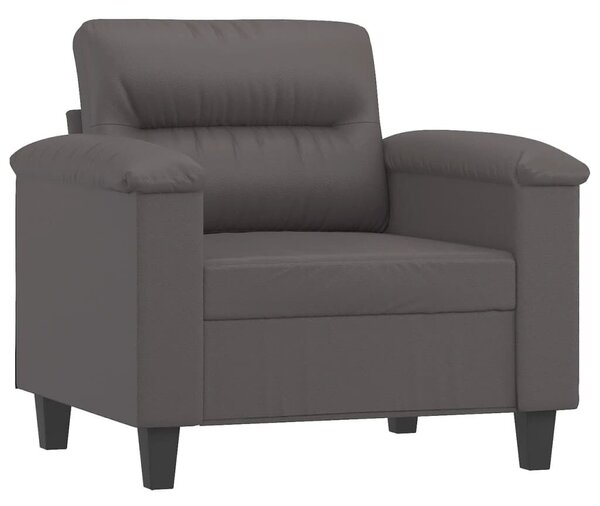 Szürke műbőr kanapéfotel lábtartóval 60 cm