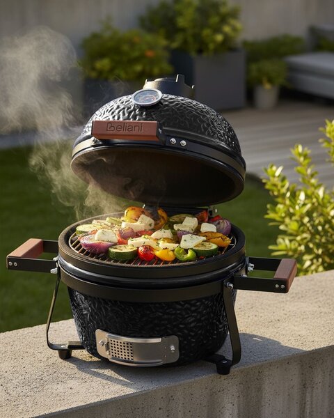 Mini grillező KAMADO Kerámia Fekete