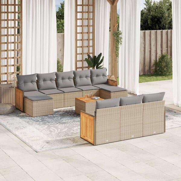 VidaXL Polyrattan Kerti Ülőgarnitúra - 11 részes - Bézs