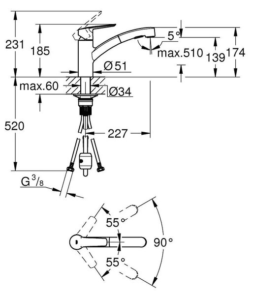 Grohe Start króm Egykaros mosogatócsap 1/2'