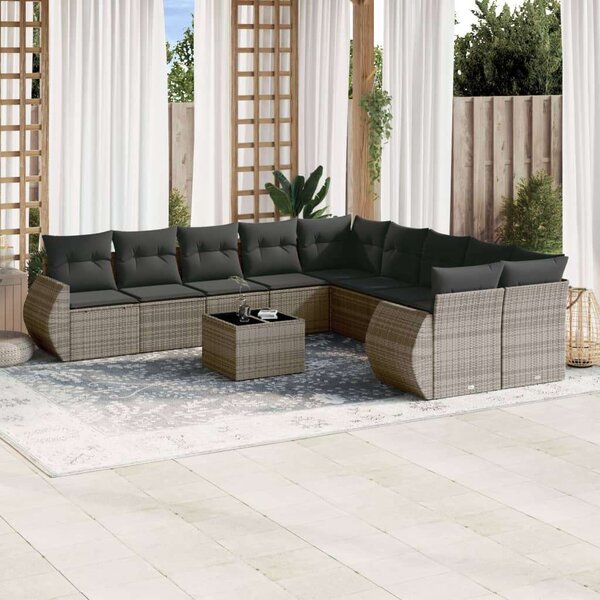 VidaXL Polyrattan Kerti Ülőgarnitúra - 10 részes - Szürke