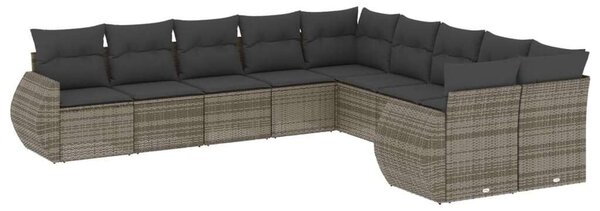 VidaXL Polyrattan Kerti Ülőgarnitúra - 10 részes - Szürke
