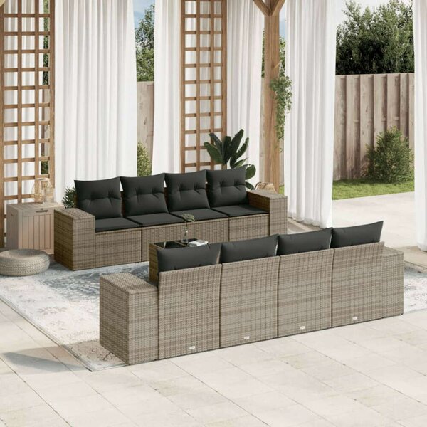 VidaXL Polyrattan Kerti Ülőgarnitúra - 9 részes - Szürke