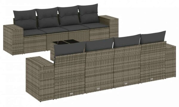 VidaXL Polyrattan Kerti Ülőgarnitúra - 9 részes - Szürke