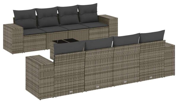 VidaXL Polyrattan Kerti Ülőgarnitúra - 9 részes - Szürke