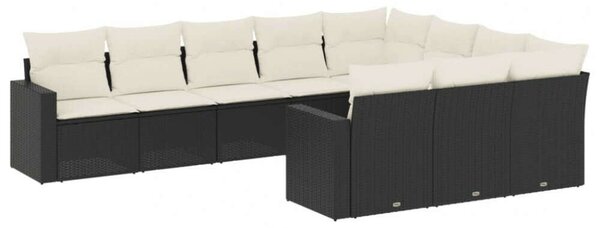 VidaXL Polyrattan Kerti Ülőgarnitúra - 10 részes - Fekete